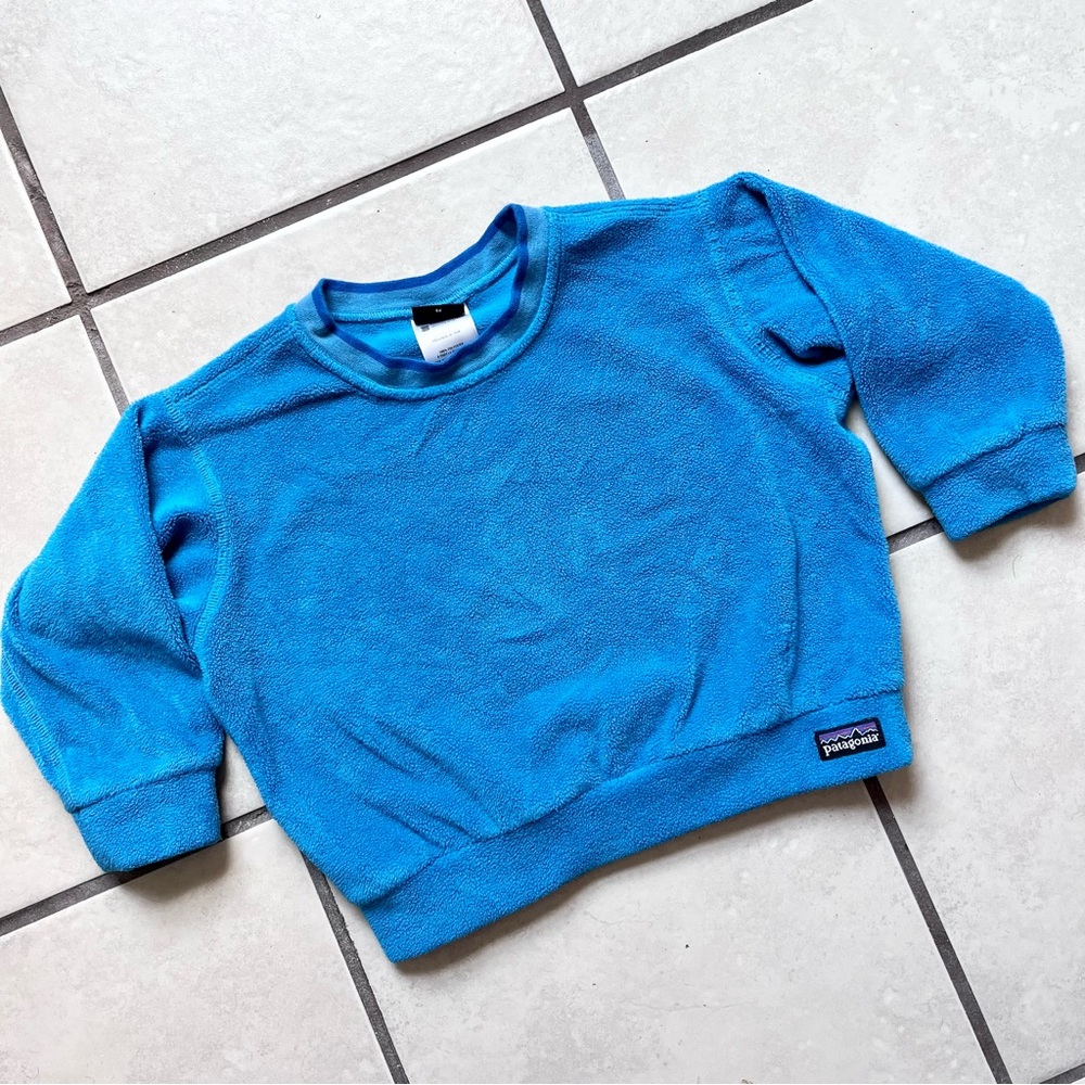 Patagonia Blue Plush Crewneck Sweatshirt 24 months